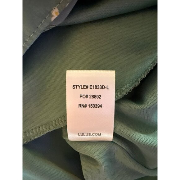 Lulus Floral Sage Green Long Sleeves & Ruffled Neckline Midi Dress Size Small - Picture 5 of 8